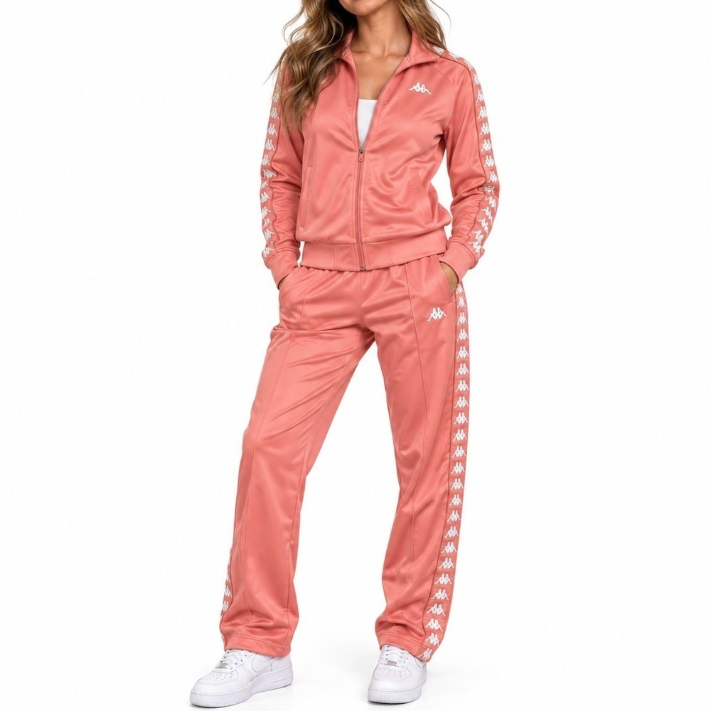 Kappa Tracksuit Women Medium Coral 222 Banda Omini Logo Tape Streetwear Set